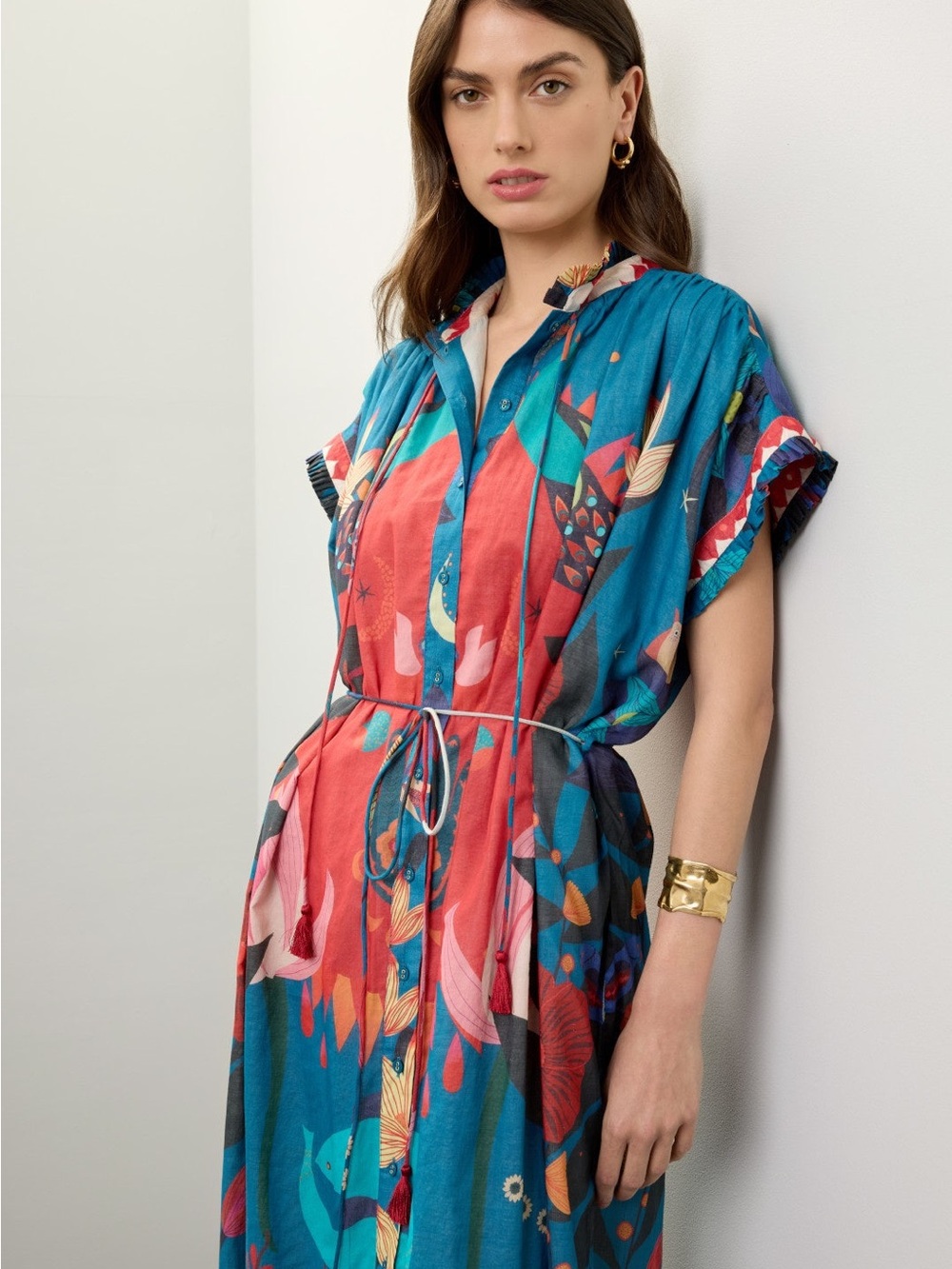 Carolina K Valerie Women’s Printed Maxi Dress 100% Cotton XS-M